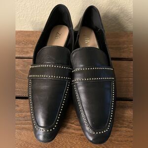 ZARA UlTRA SOFT LEATHER STUDDED BLACK GOLD GREAT CONDITION Size 38/US 7.5